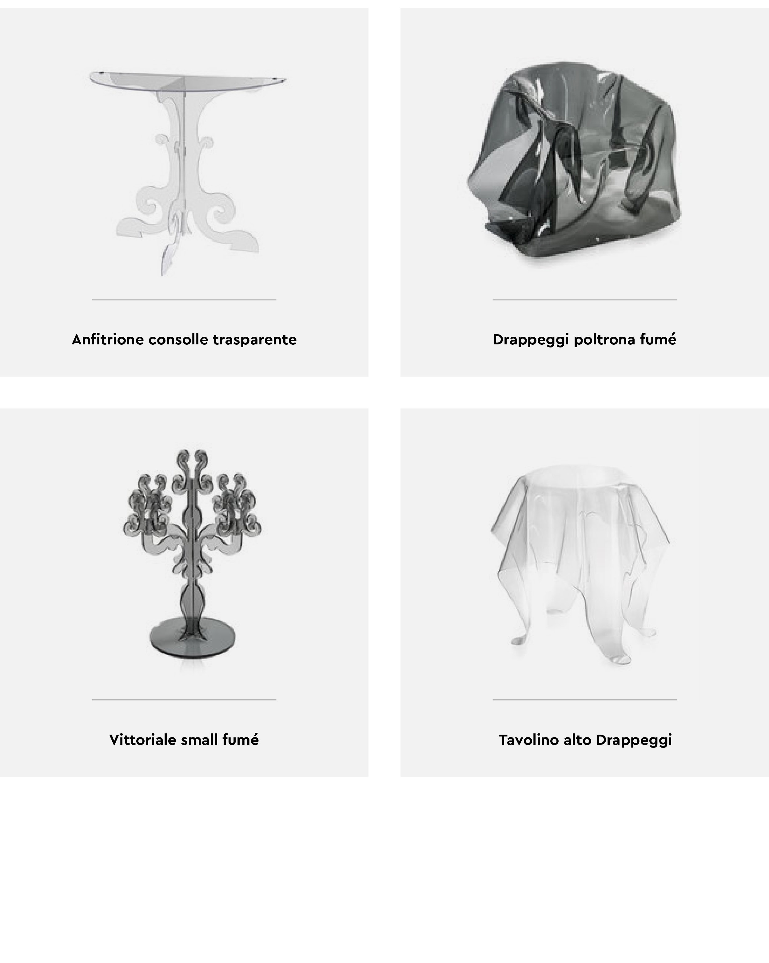 Iplex arredamento in plexiglas trasparente.