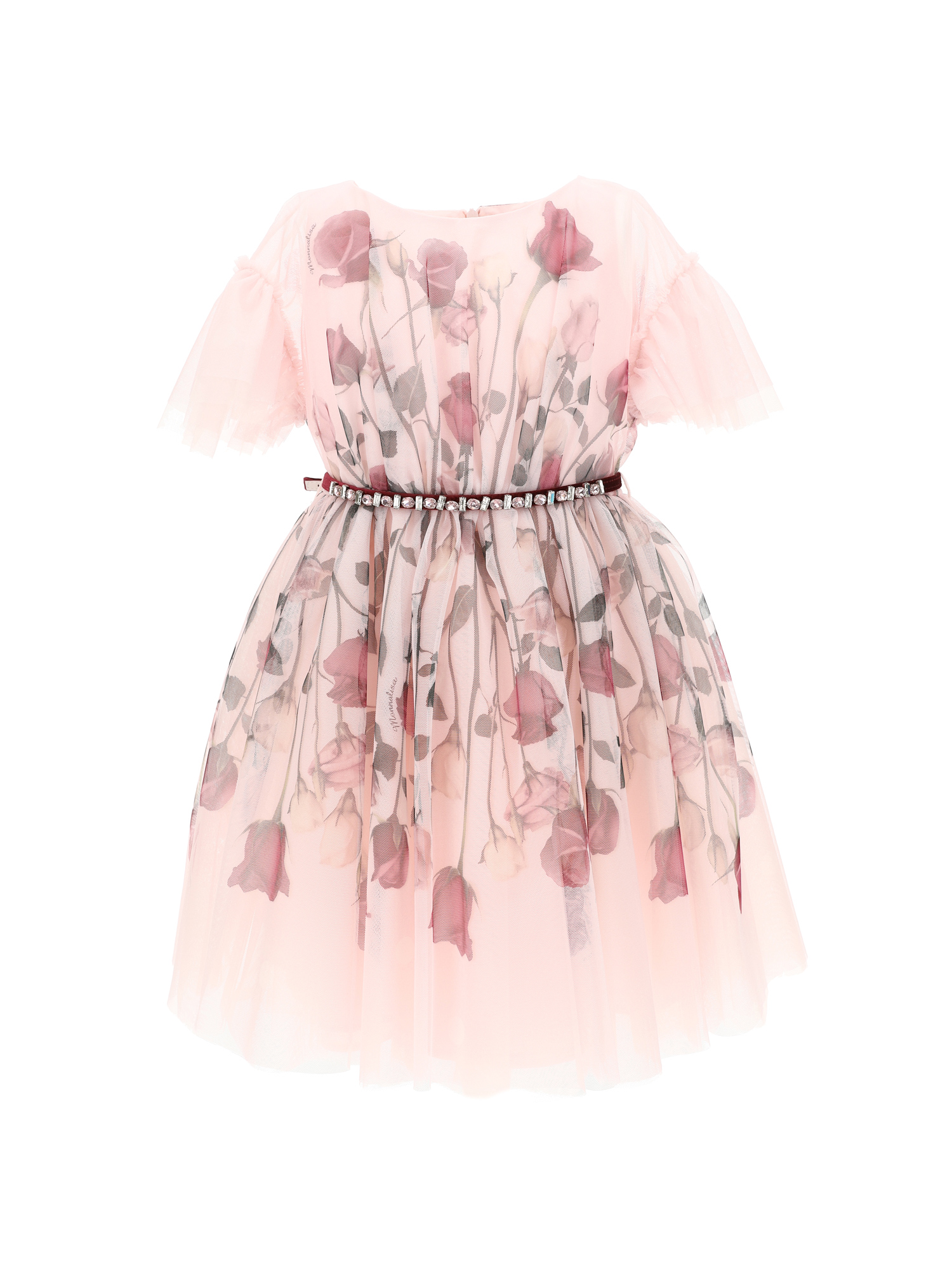 Rose print tulle dress