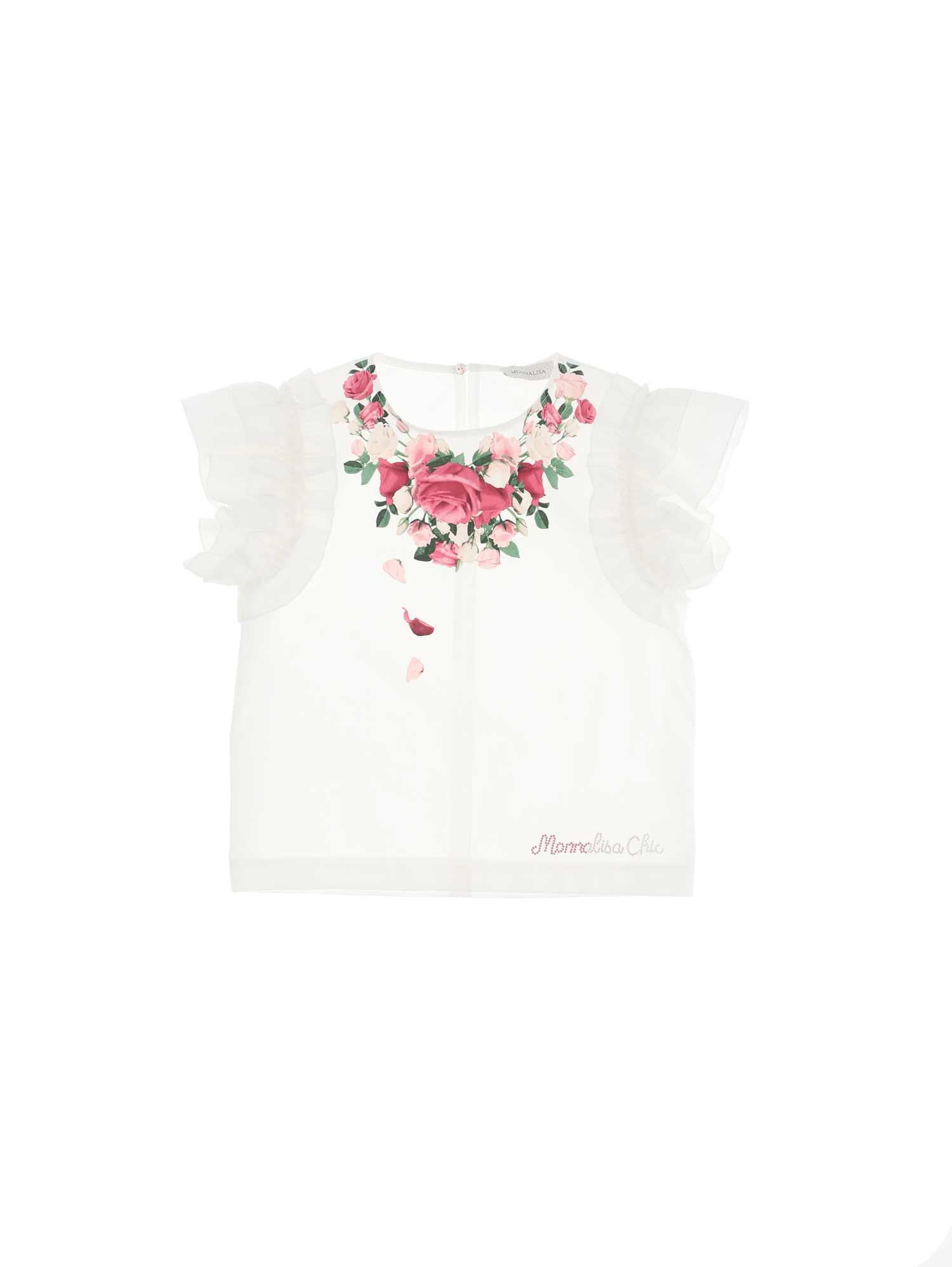 Cotton T-shirt with flower necklace print