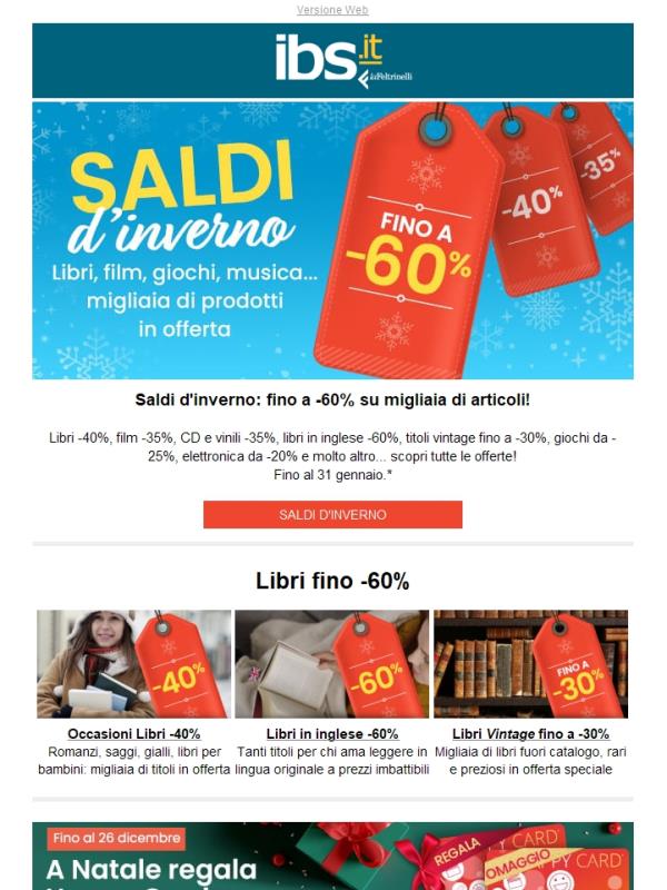 Iniziano i saldi! Fino a -60% su migliaia di articoli