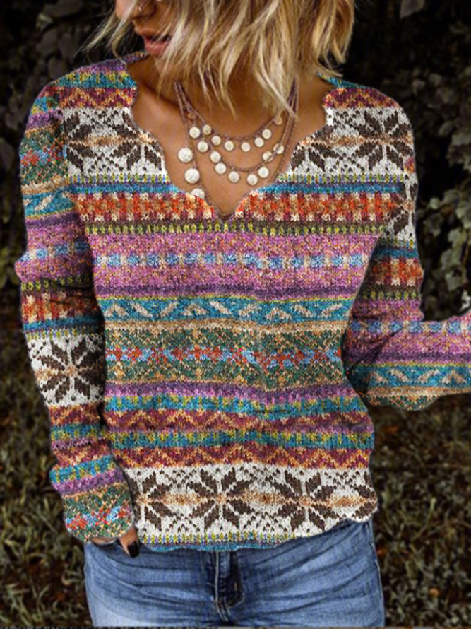 Regular Fit Tribal Casual Swe...