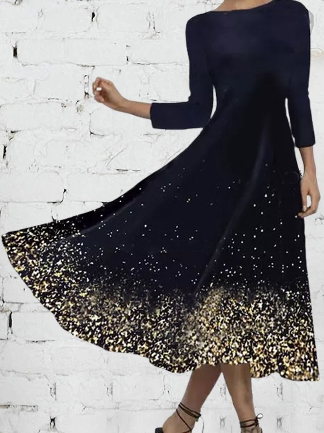 Elegant Crew Neck Ombre Dress...