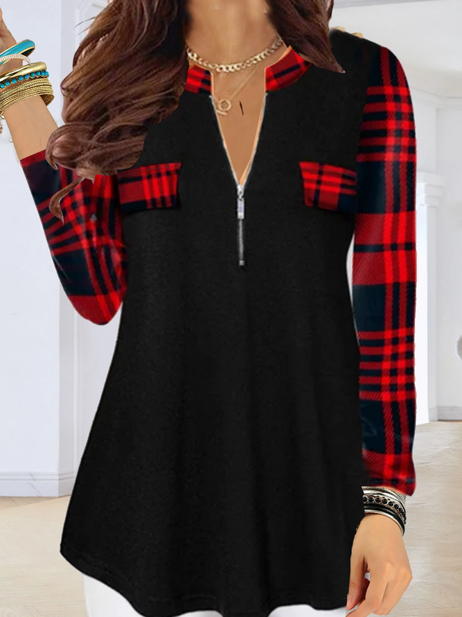 geometric Plaid top T-shirt w...