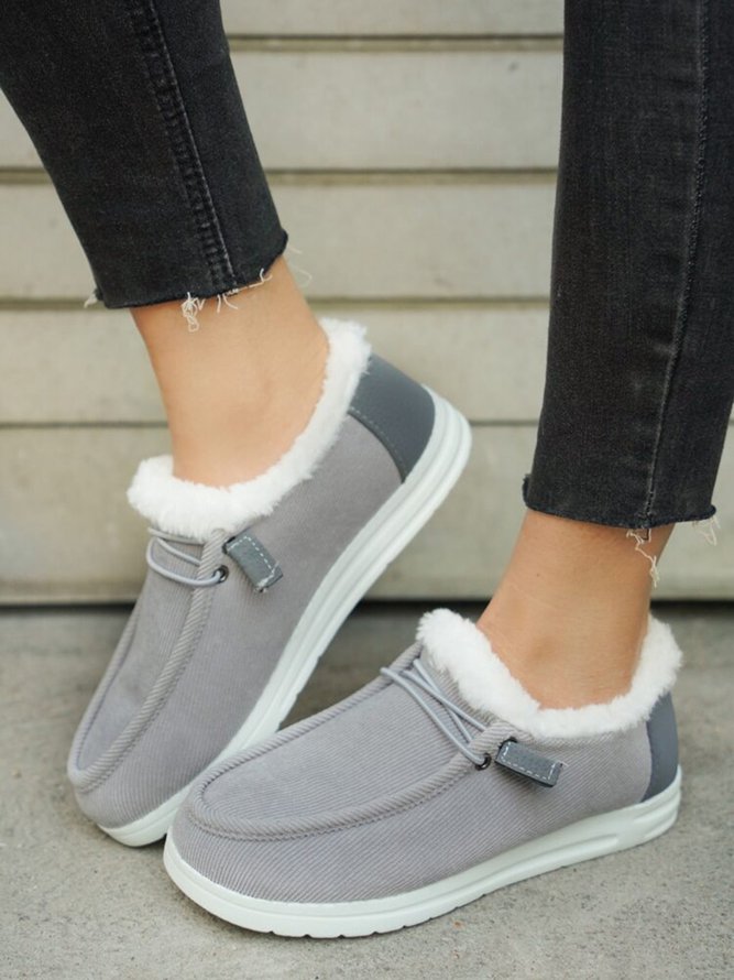 Lace Up Plus Velvet Warm Flat...