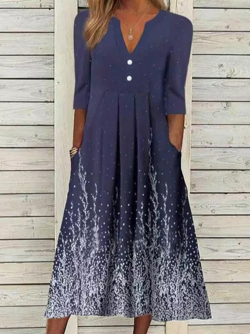    Loosen V Neck Casual Dress...