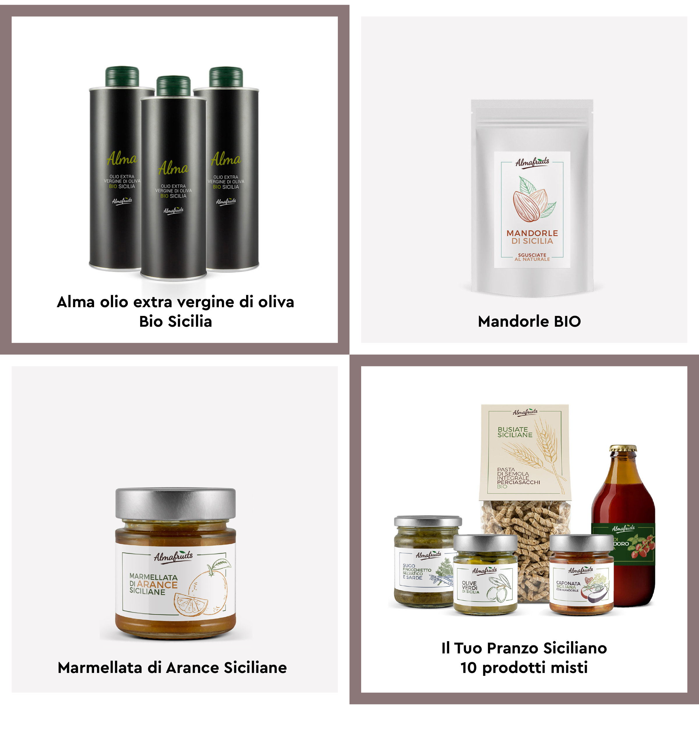 Almafruits, prodotti biologici siciliani, Mandorle, Noci, Olio e Miele