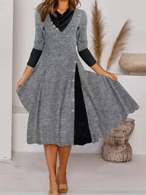 Tunic V-Neckline Midi A-line ...
