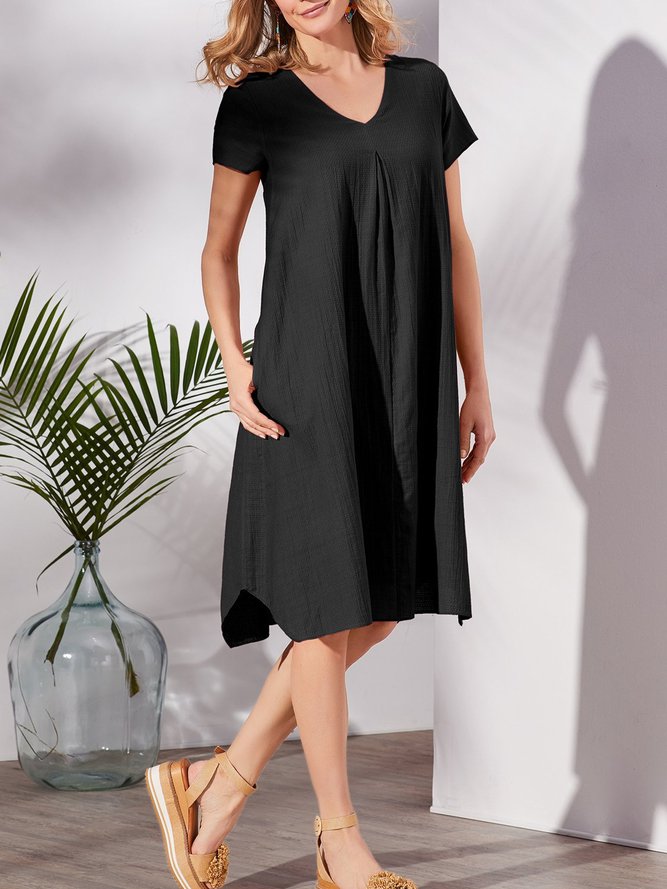 Cotton-Blend Plain Holiday Dr...