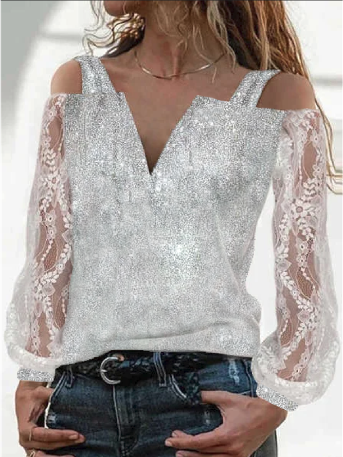 Off Shoulder Plain Shirts & T...