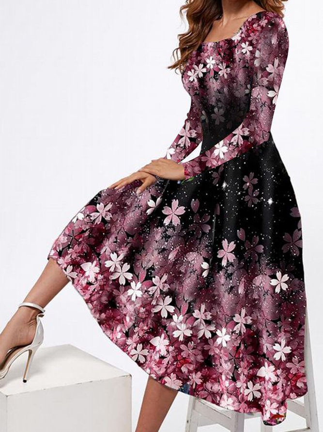 Fit Floral Elegant Swing Dres...