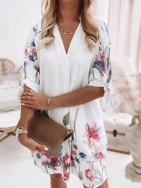 Neck Floral Loosen Vacation D...