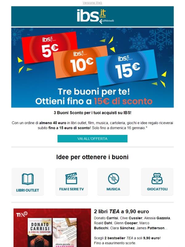 Tre Buoni Sconto per te! Scopri l'offerta