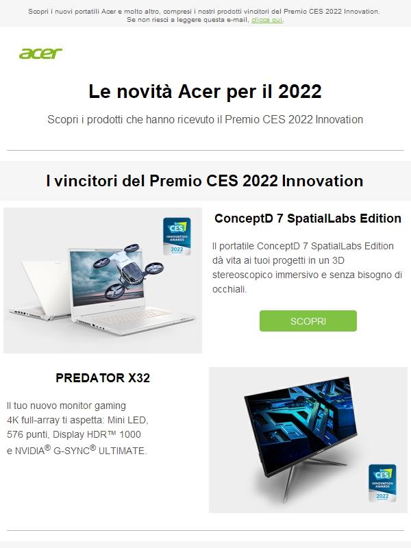 Inizia bene il 2022 con Acer !