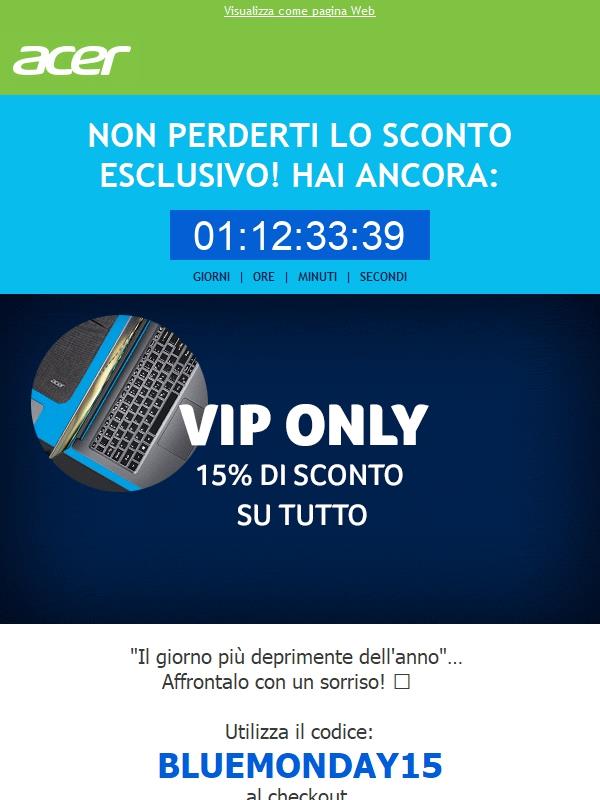 Solo per te Sconto del 15% su TUTTO 😊  Sorridi al Blue Monday!