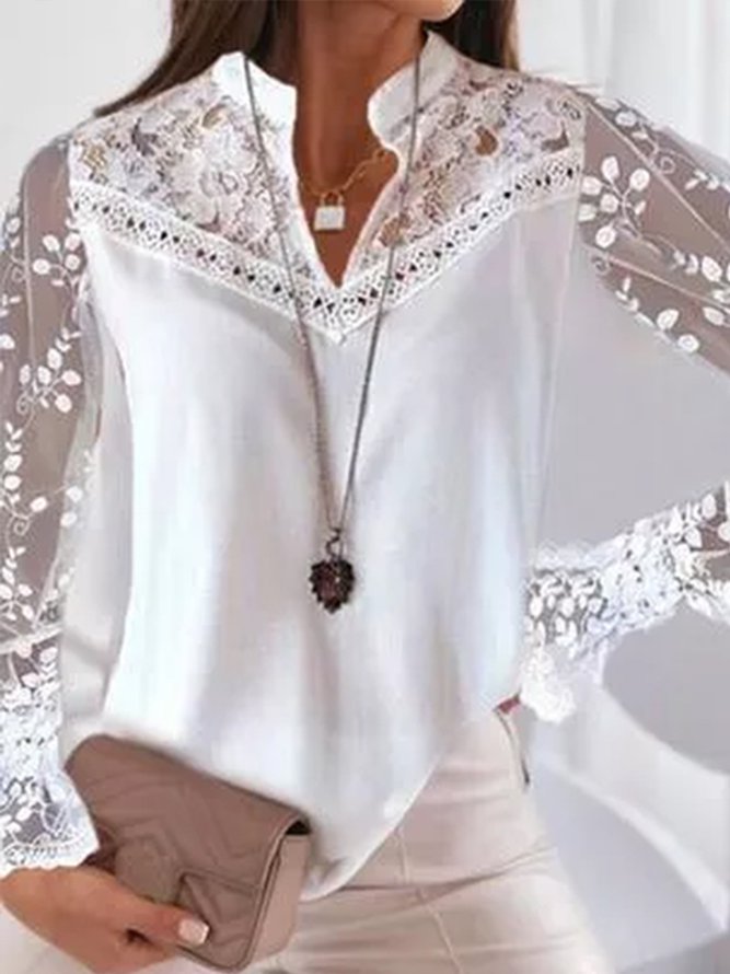 Elegant Solid Loosen Shirts &...