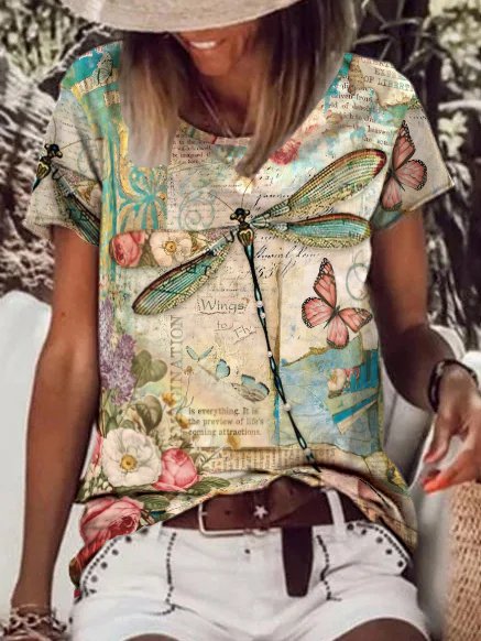 Neck Floral Casual Shirts & T...