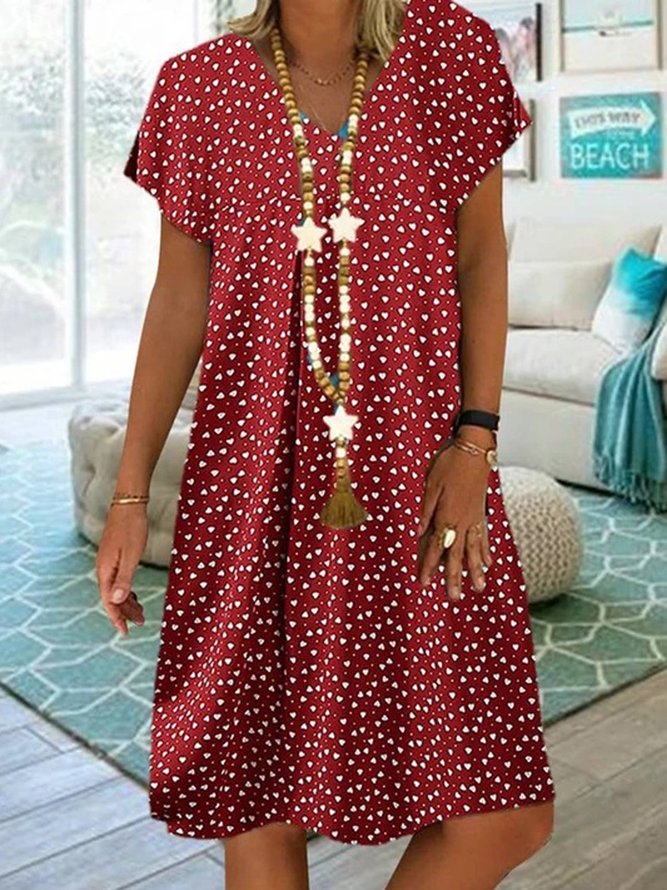 V Neck Casual Dress...