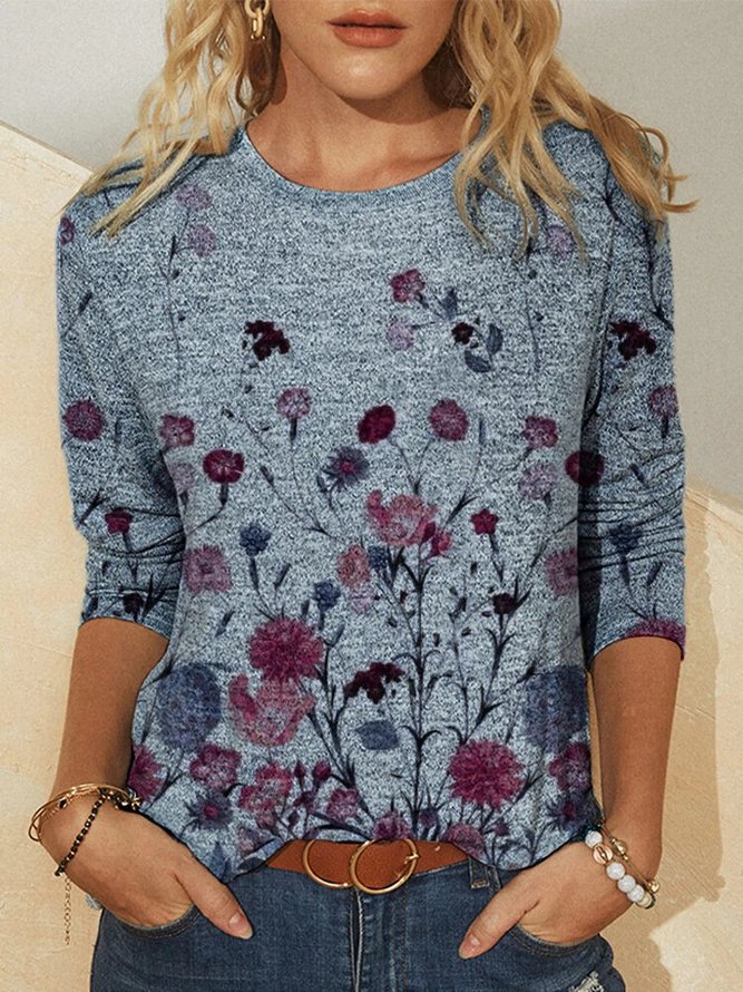 Floral Long Sleeve Shirts & T...