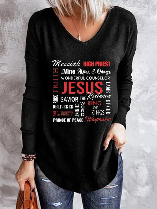 Neck Letter Casual Shirts & T...