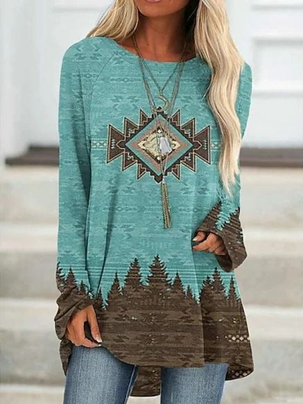 Geometric Crew Neck Shirts & ...