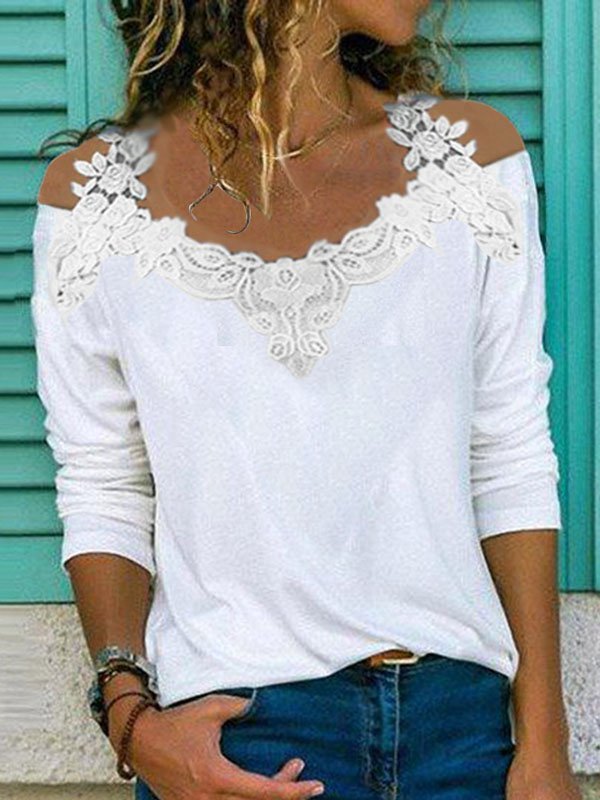 Guipure Lace Shift Shirts & T...