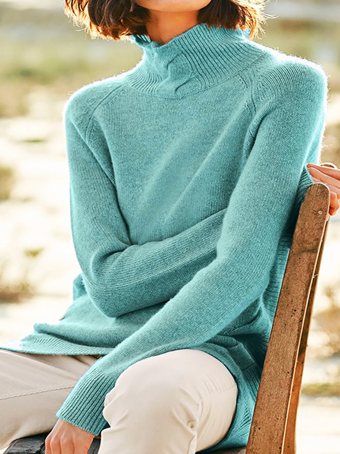 Turtleneck Knitted Basic Swea...