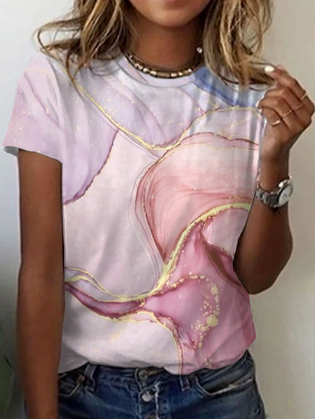 Geometric Cotton Blends T-shi...