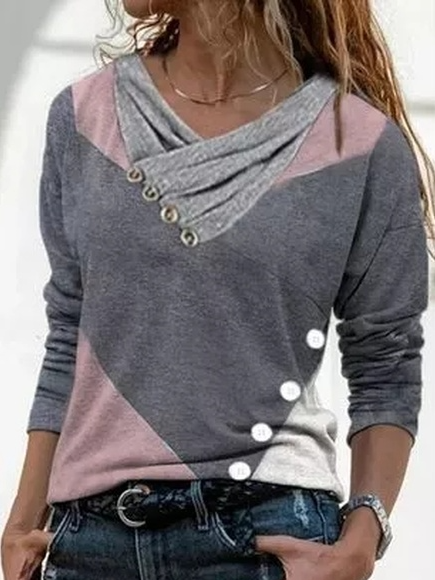 Cotton Blends Cowl Neck Shirt...