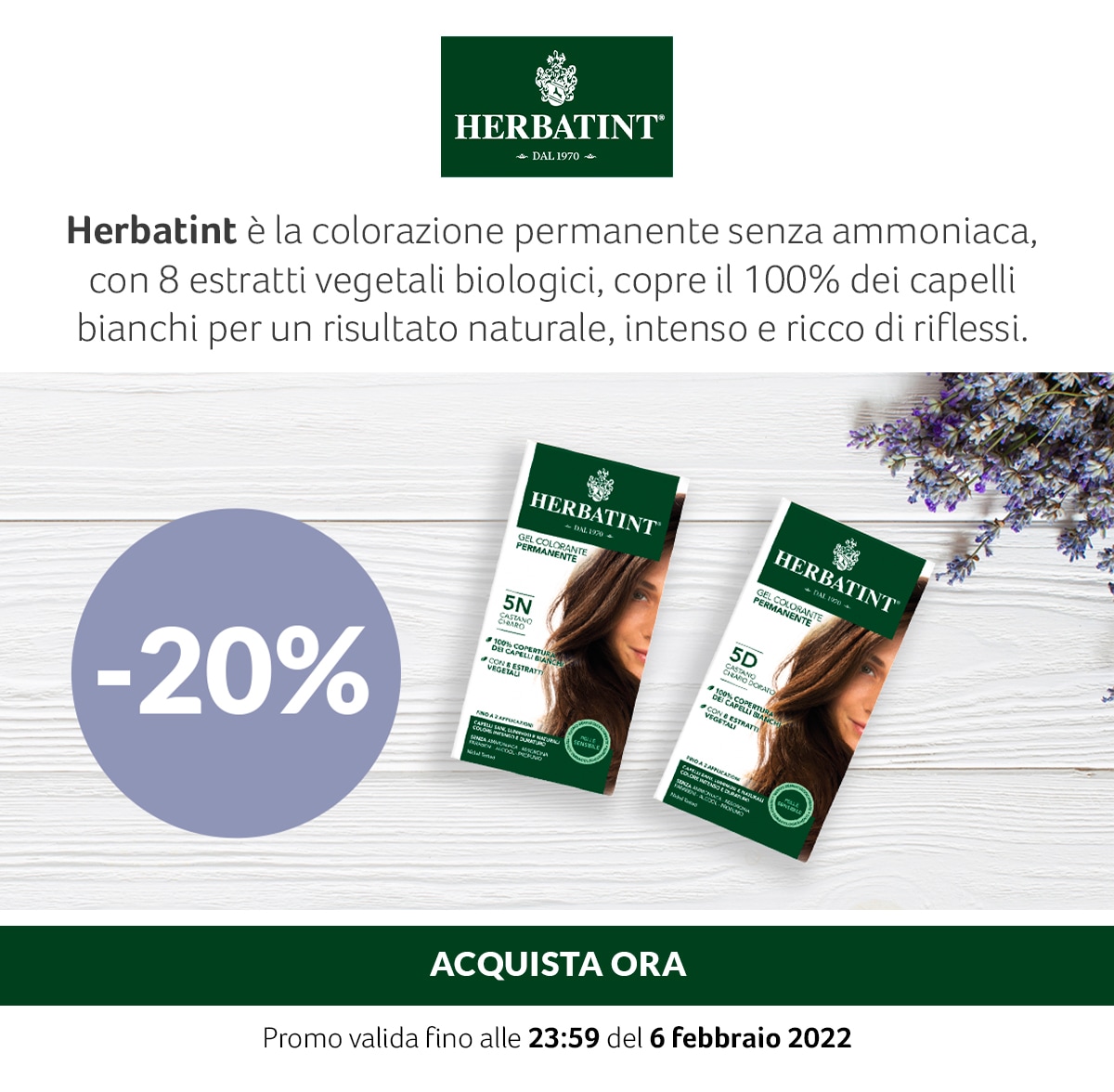 Herbatint. -20% sulle colorazioni vegetali per capelli