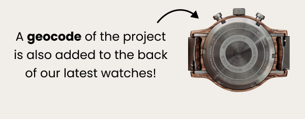A geocode of the project is also added to the back of our latest watches!