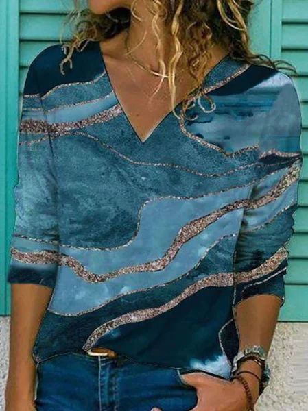 Fit Casual V Neck Shirts & To...