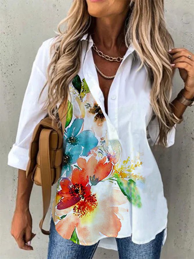 Long Sleeve Floral Shirts & T...