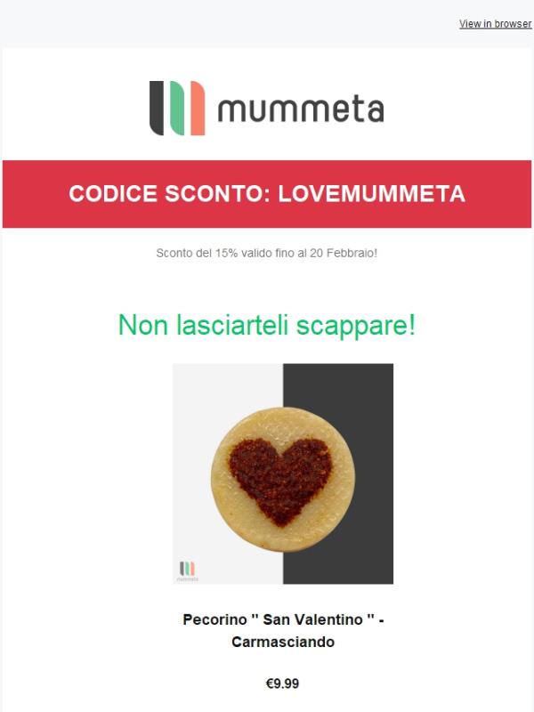 Il codice sconto di San Valentino è arrivato! 🎈Mummeta ❤️ TI AMA ❤️
