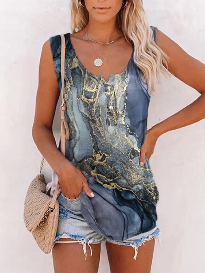  Buttoned Ombre Crew Neck Ves...