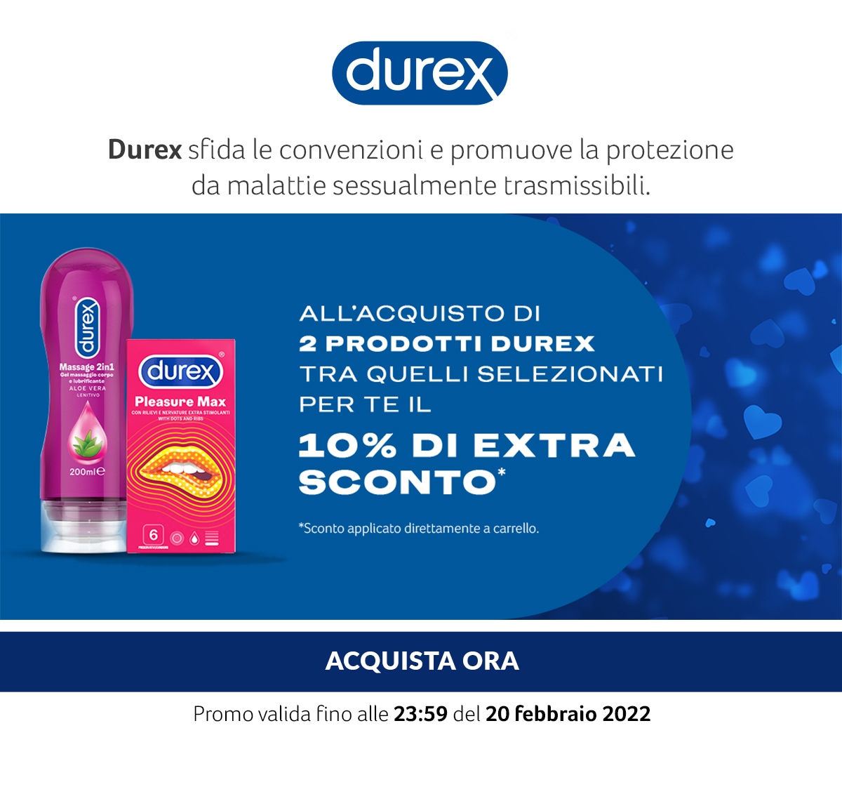 Durex. 10% di extra sconto con 2 prodotti