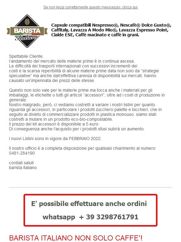 Barista Italiano variazione accessori