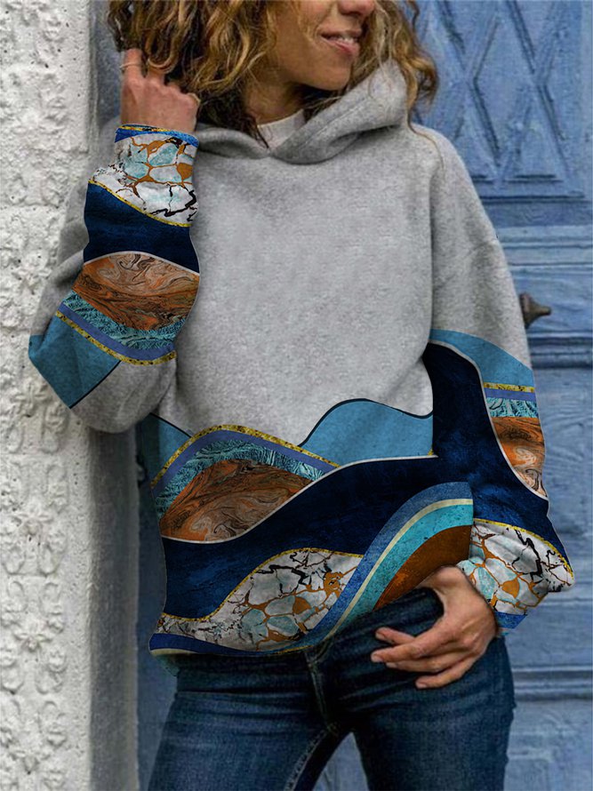 Mountain Print Hooded Sweatsh...