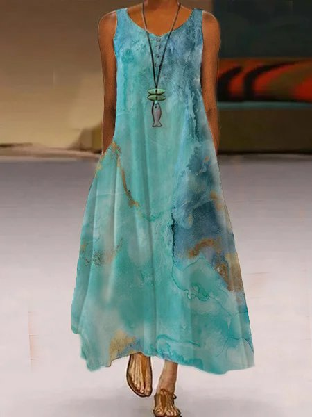 Sleeveless Basic Abstract Pri...