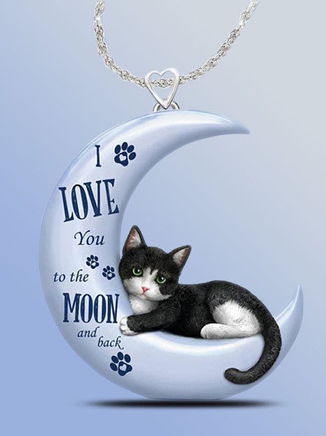         Resin Moon Cat Neckla...