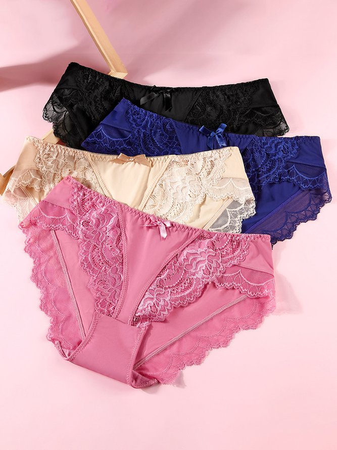 Lace Ice Silk Low Waist Panti...