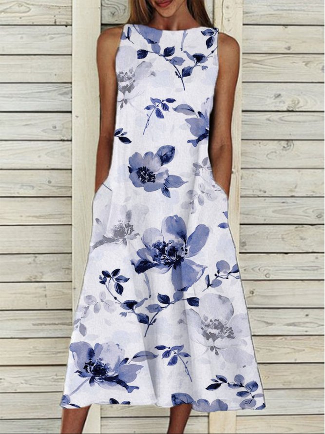 Cotton Blends Sleeveless Maxi...
