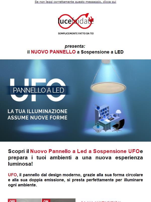 -10% su UFO, il Nuovo Pannello LED a Sospensione