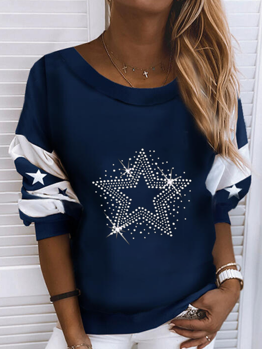 Neckline Long Sleeve Sweatshi...