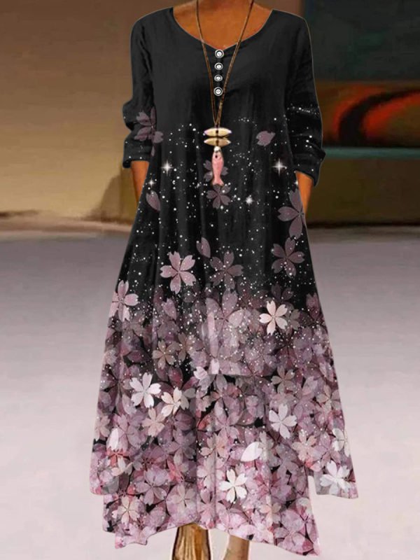 Casual Long Sleeve Floral Dre...