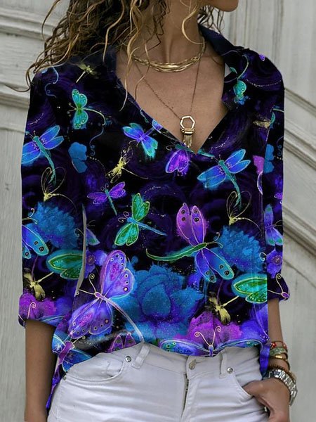 Dragonfly Loosen Casual Shirt...