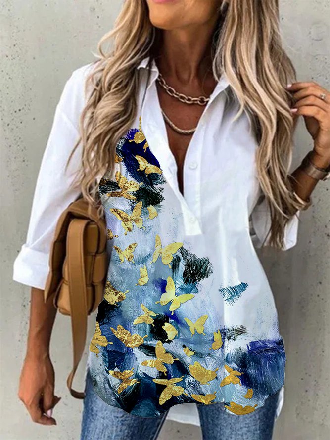 Butterfly Cotton-Blend Shirts...