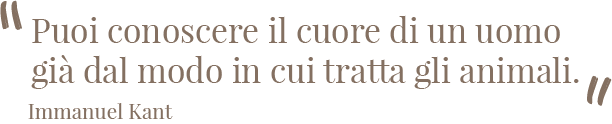 Puoi conoscere il cuore di un uomo già dal modo in cui tratta gli animali. Immanuel Kant