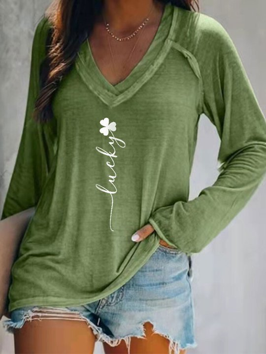 Shamrock V Neck Long Sleeve T...