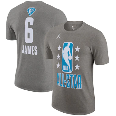 Nike Jordan All-Star Name & Number T-Shirt - Lebron James - Dark Grey Heather - Uomo