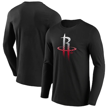 Maglietta a maniche lunghe con logo Fade Graphic di Houston Rockets Fanatics - Uomo